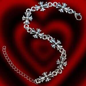 Gothic Cross Silver Chain Bracelet Y2K Grunge Streetwear